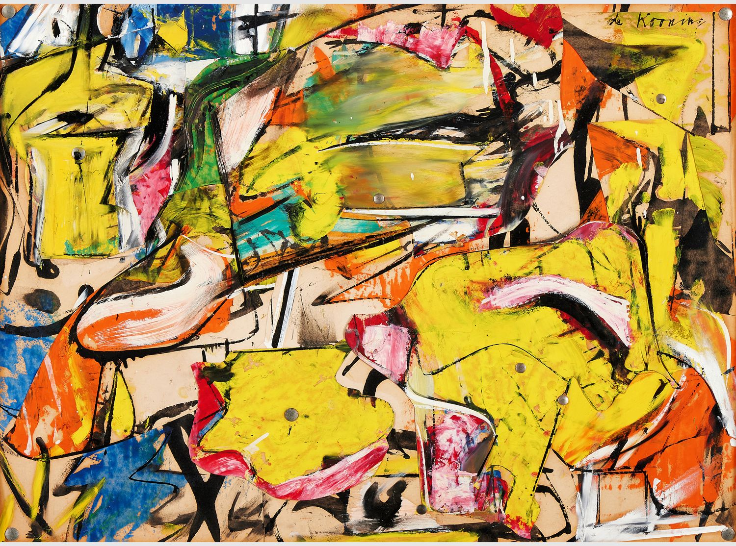 Willem de Kooning, *Collage* (1950). Oil and lacquer on paper, secured with thumbtacks. Estimated value- $18–25 million (USD). Courtesy of Sotheby’s.